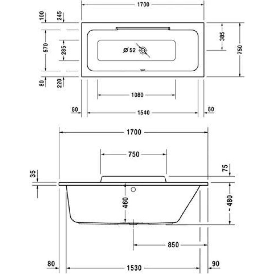 Акриловая ванна Duravit Dyrastyle 170x75 700297000000000