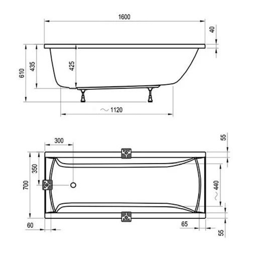 Акриловая ванна 160x70 Ravak Classic C531000000 белая