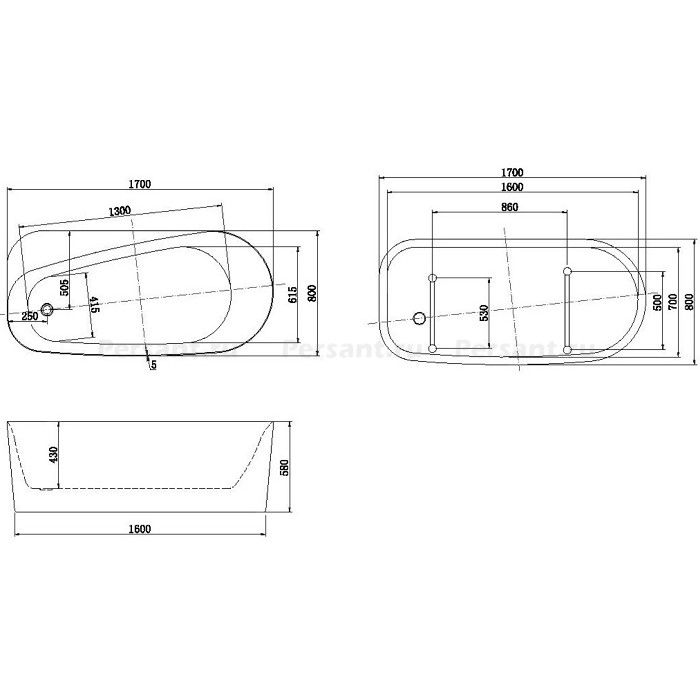 Акриловая ванна Allen Brau Priority 1 170x80 2.31001.20 белая, отдельностоящая