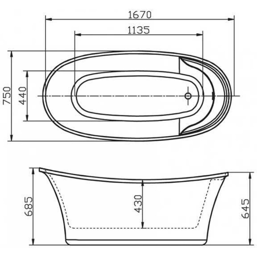 Акриловая ванна BelBagno 167х75 BB302