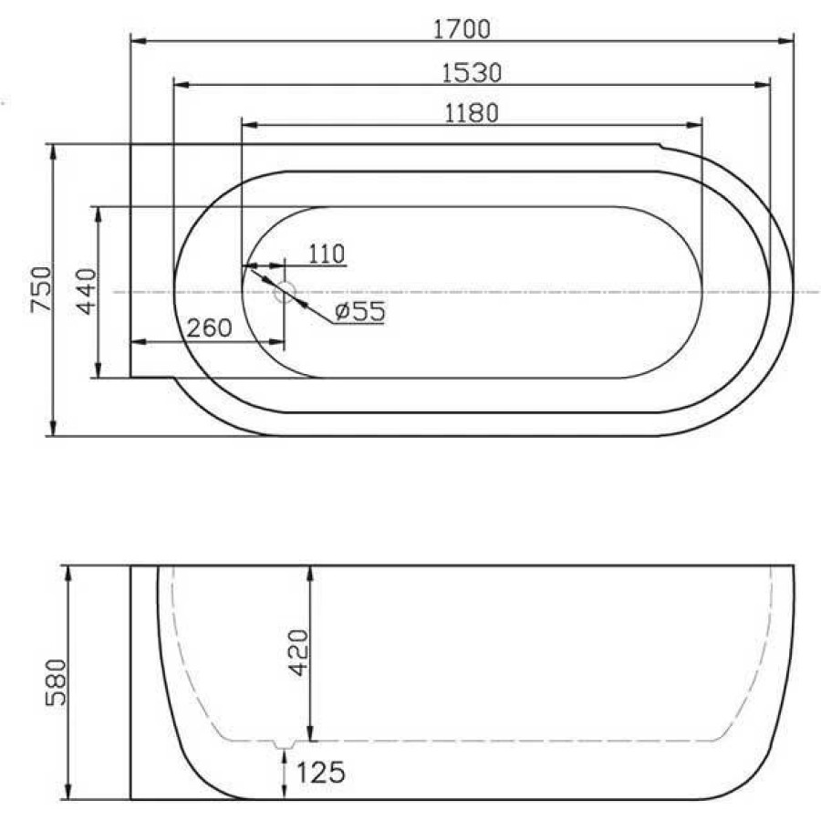 Акриловая ванна BelBagno 170х80 левосторонняя BB11-1700-L