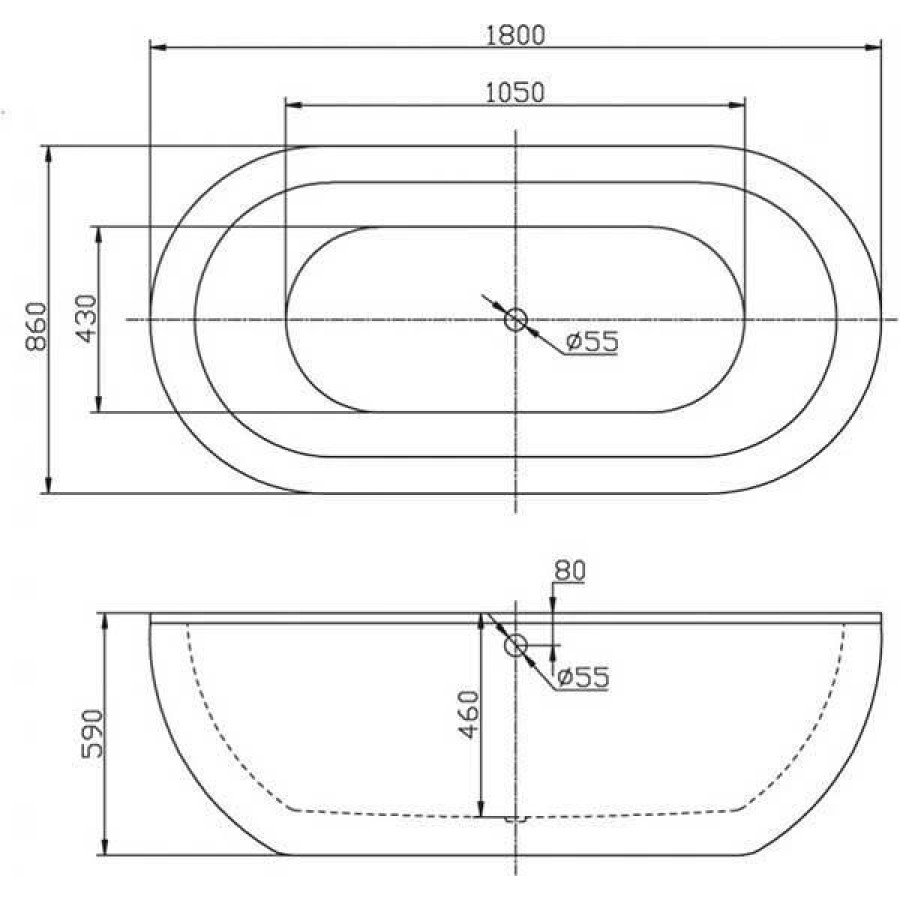 Акриловая ванна BelBagno 180х86 BB13-1800