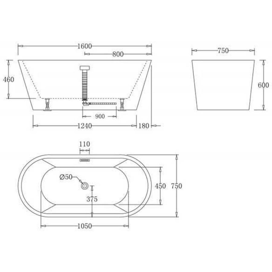 Акриловая ванна BelBagno 160х75 BB71-1600