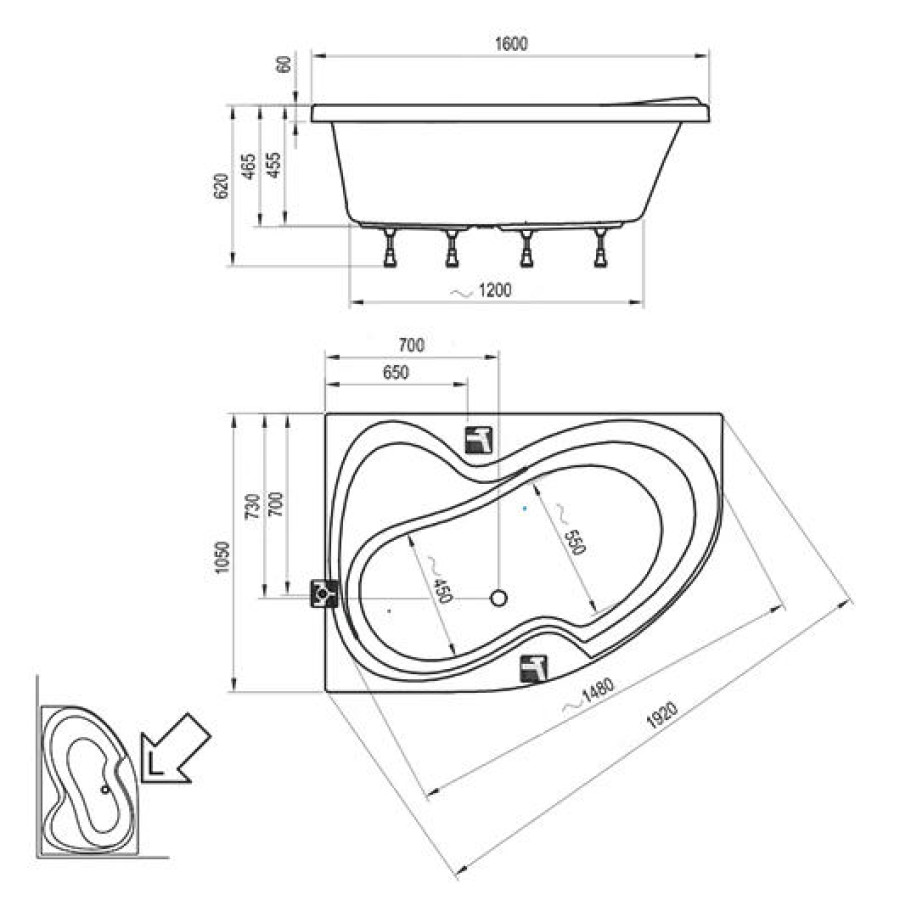 Акриловая ванна 160х105 Ravak Rosa II CM21000000 L белая