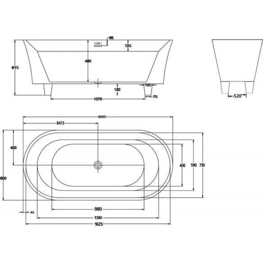 Акриловая ванна BelBagno 170х80 BB40-1700-MARINE