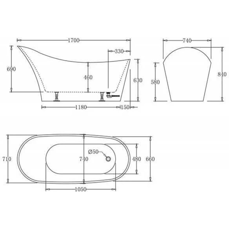 Акриловая ванна BelBagno 170х76 BB64-1700