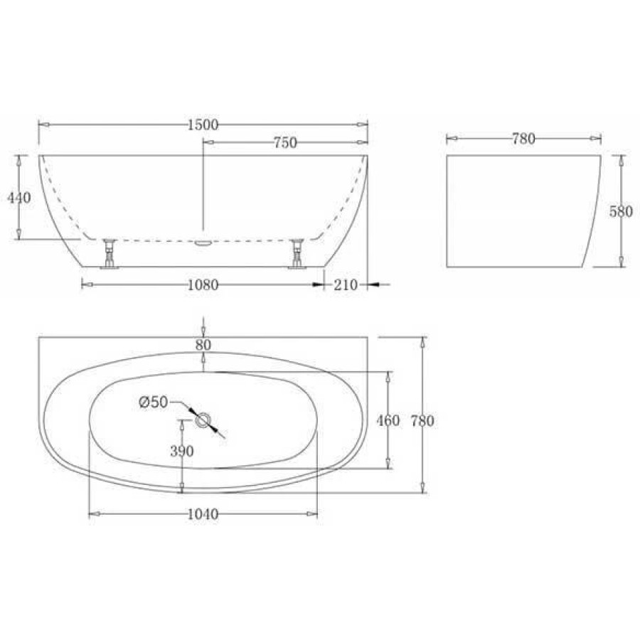 Акриловая ванна BelBagno 150х78 BB83-150-W0