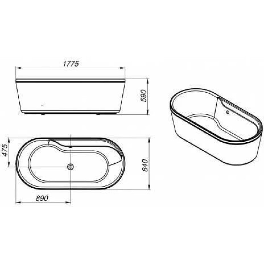 Акриловая ванна BelBagno 178х84 BB14K