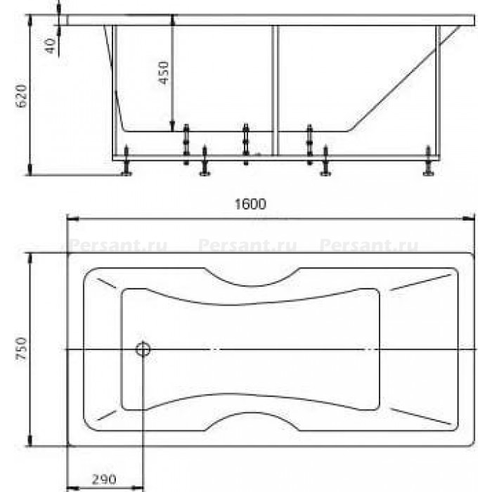 Акриловая ванна Aquatek Феникс 160x75 FEN160-0000022 с фронтальным экраном (слив слева)