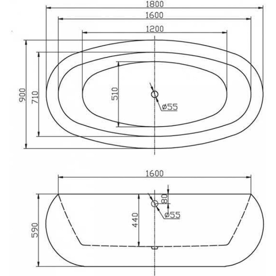 Акриловая ванна BelBagno 180х90 BB18