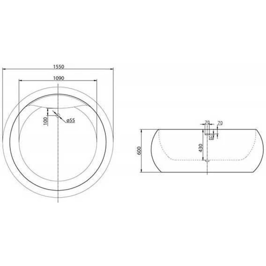 Акриловая ванна BelBagno 155х155 BB30-1550