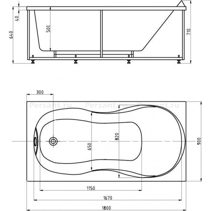 Акриловая ванна Aquatek Мартиника 180x90 MAR180-0000068 с фронтальным экраном