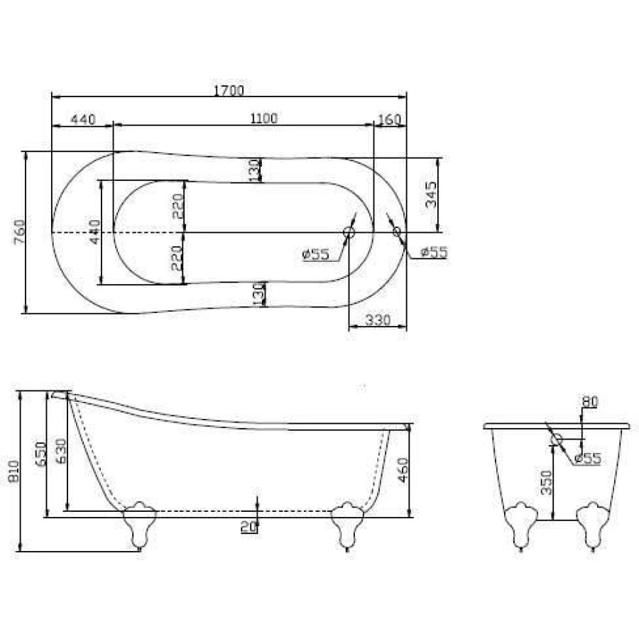 Акриловая ванна BelBagno 155х75 BB06