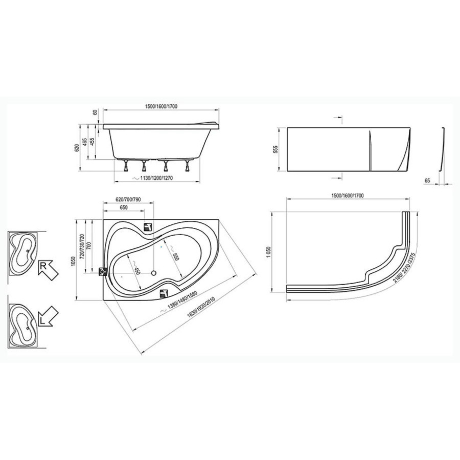 Акриловая ванна 160х105 Ravak Rosa II CM21000000 L белая