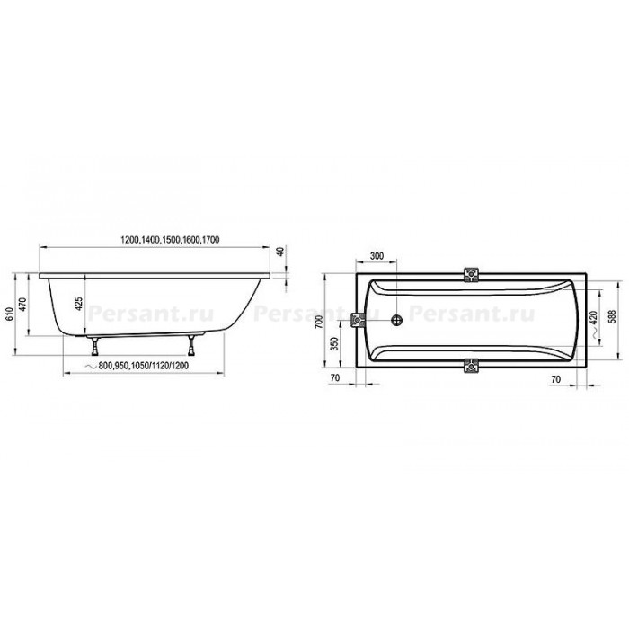 Акриловая ванна 170x70 Ravak Classic II CC51000000 белая