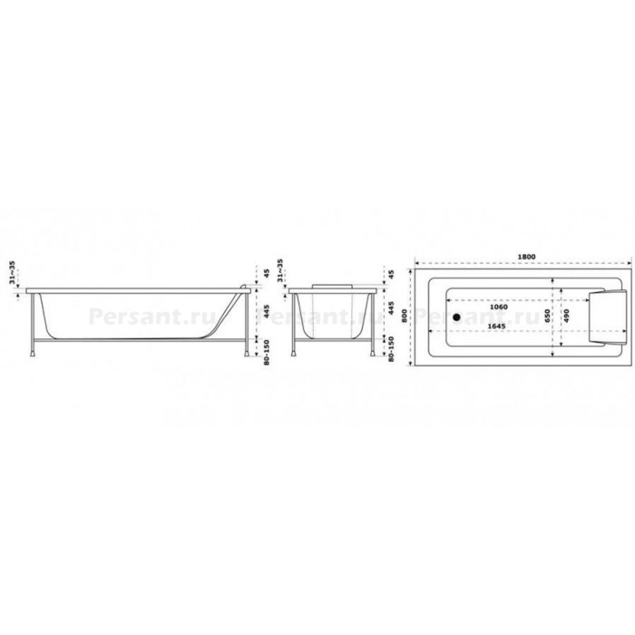 Акриловая ванна Jacob Delafon Sofa 180x80 E60516RU-00 с каркасом