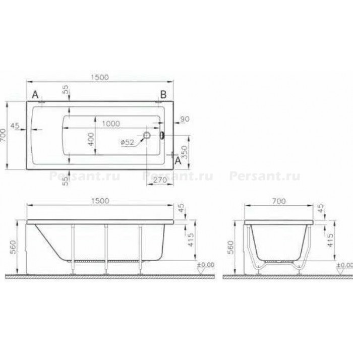 Акриловая ванна VitrA Neon 150x70 52510001000