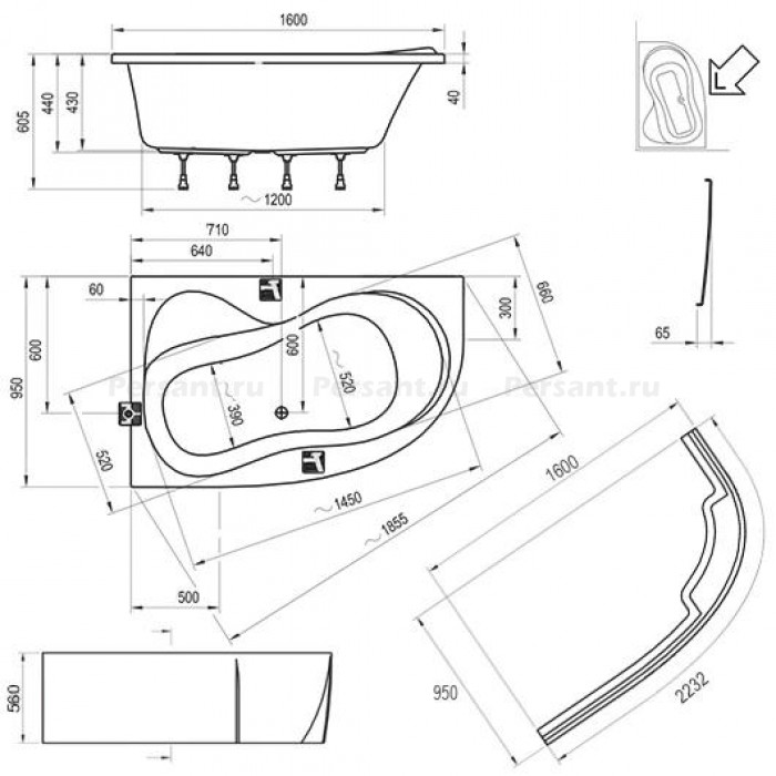 Акриловая ванна 160х95 Ravak Rosa 95 C571000000 L белая