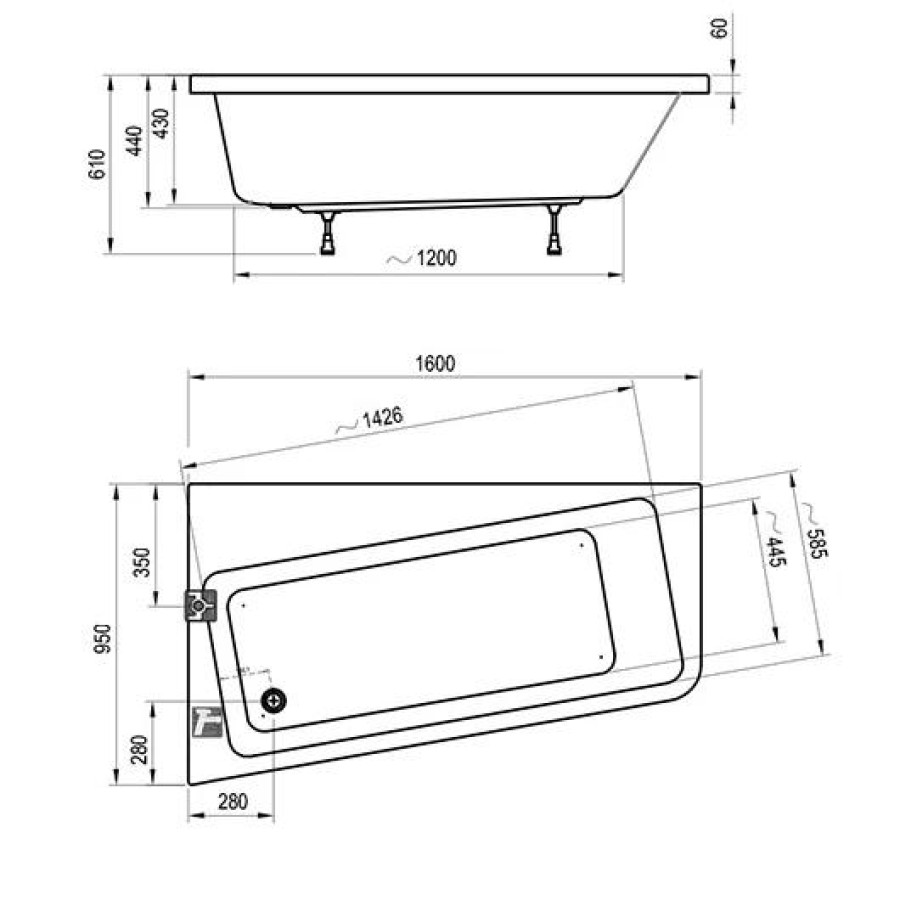 Акриловая ванна 160х95 Ravak 10° C831000000 L белая