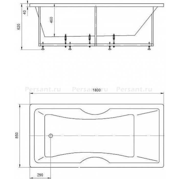 Акриловая ванна Aquatek Феникс 180x85 FEN180-0000069 с фронтальным экраном (слив слева)