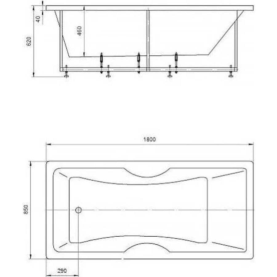 Акриловая ванна Aquatek Феникс 180x85 FEN180-0000069 с фронтальным экраном (слив слева)