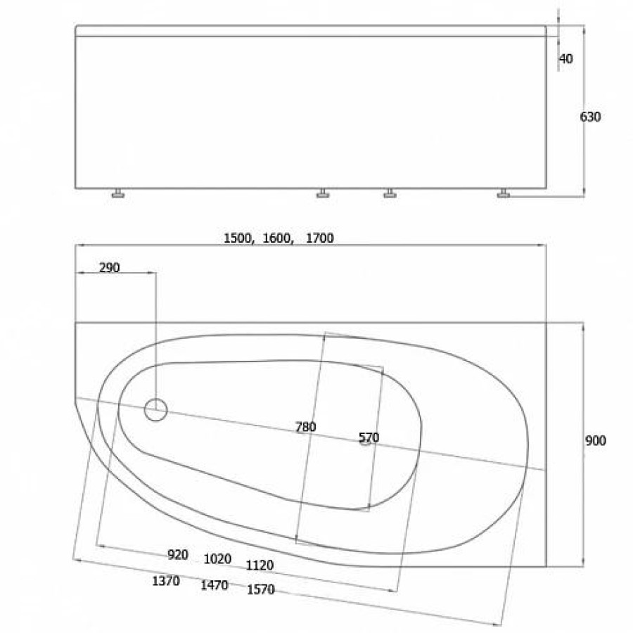 Акриловая ванна Aquatek Дива 150x90 DIV150-0000002 правая, без гидромассажа