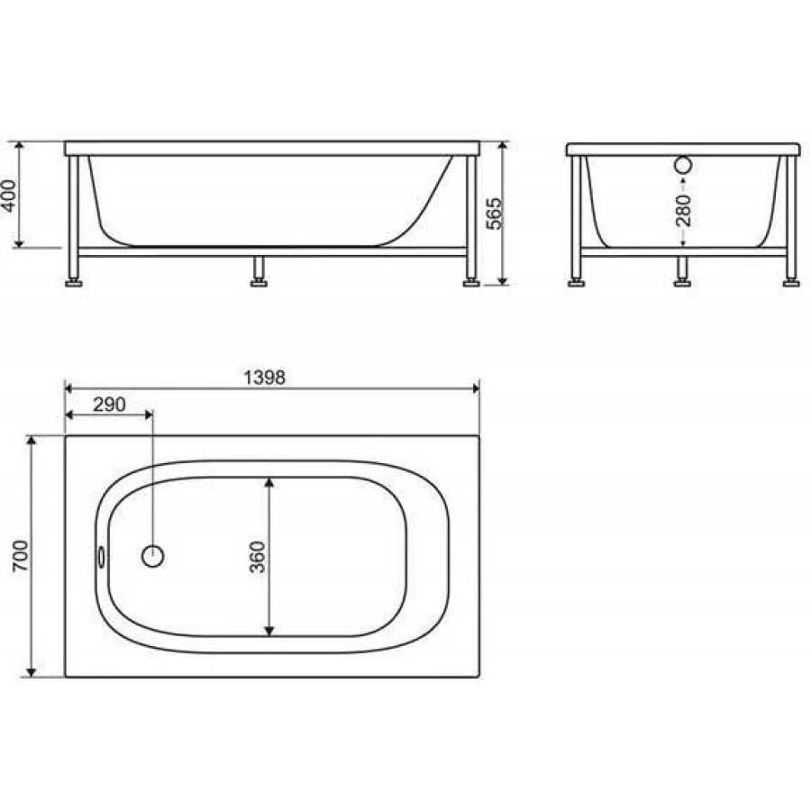 Акриловая ванна BelBagno 140х70 BB101-140-70