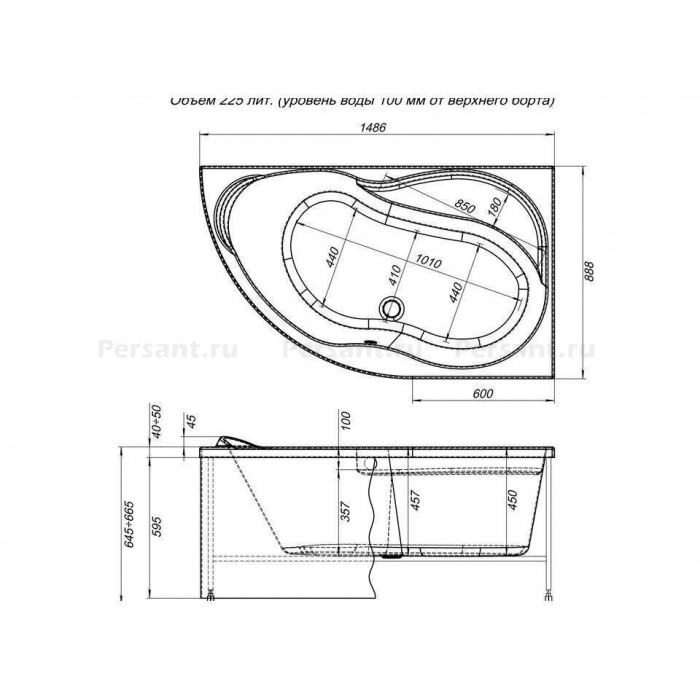 Акриловая ванна Aquanet Graciosa 150x90 R 00205389
