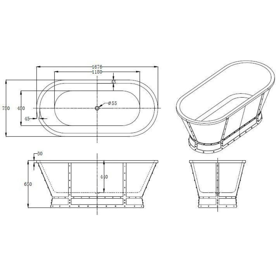 Акриловая ванна BelBagno 167х78 BB35