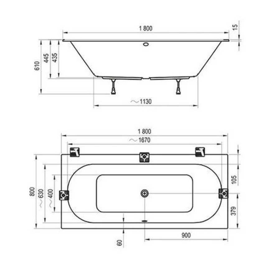 Акриловая ванна 180x80 Ravak City Slim C921300000 белая