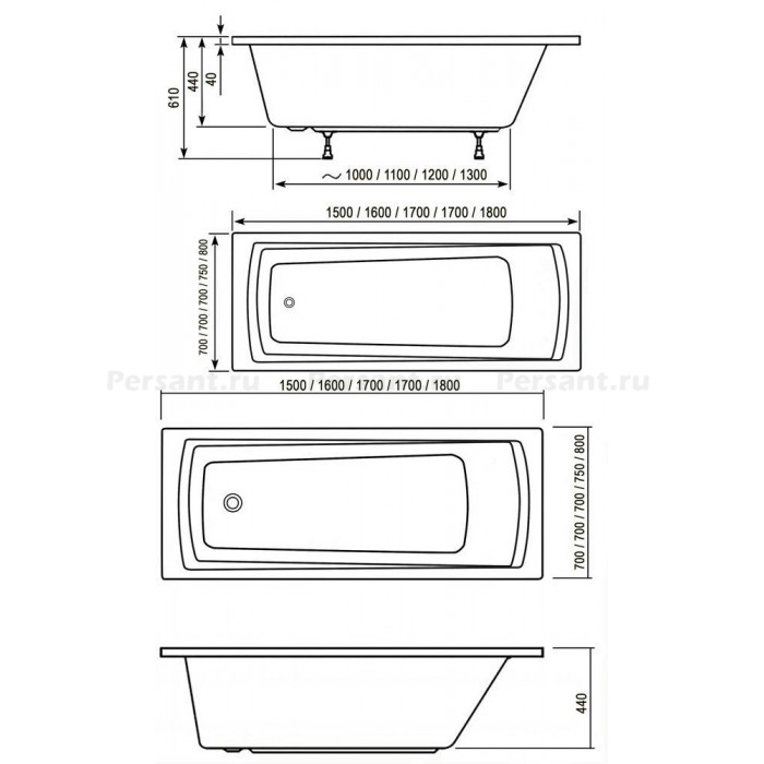Акриловая ванна 180x80 Ravak Domino Plus C651R00000 белая