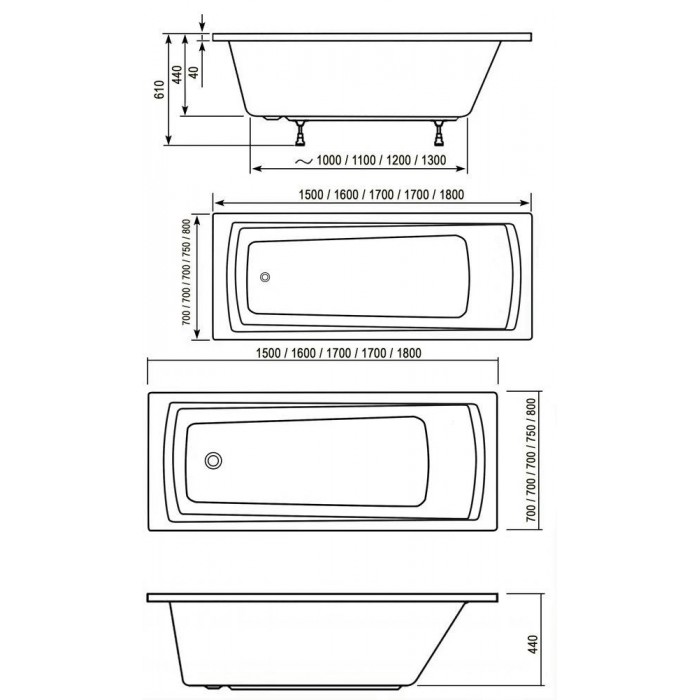 Акриловая ванна 180x80 Ravak Domino Plus C651R00000 белая