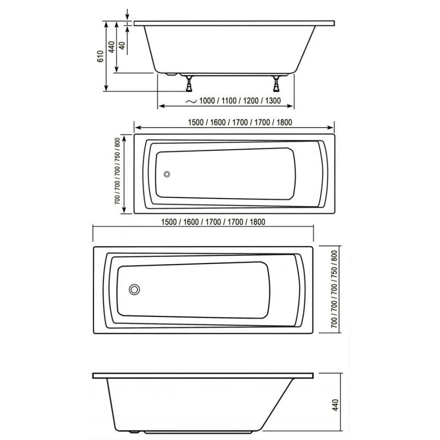 Акриловая ванна 180x80 Ravak Domino Plus C651R00000 белая