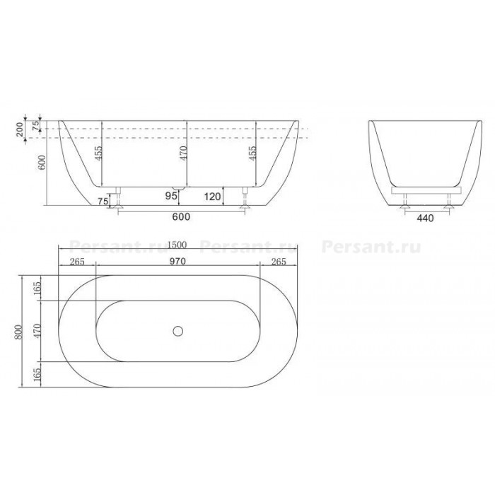 Акриловая ванна BelBagno 150х80 BB70-1500-800