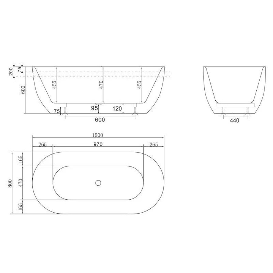 Акриловая ванна BelBagno 150х80 BB70-1500-800