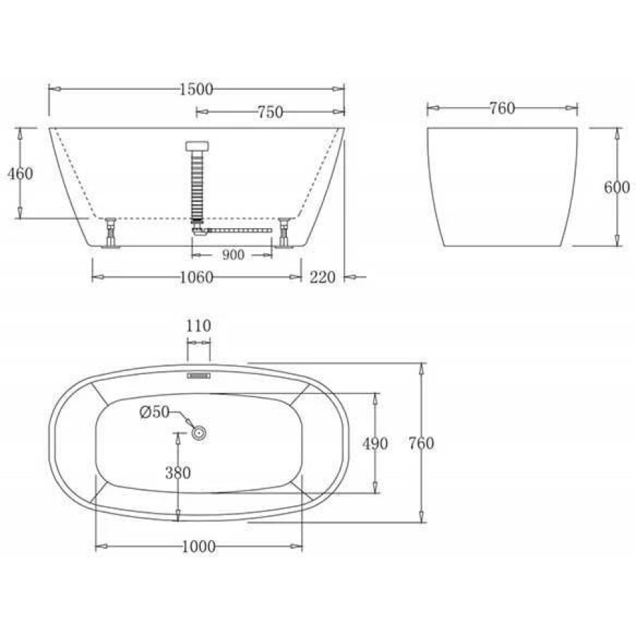 Акриловая ванна BelBagno 150х76 BB72-1500