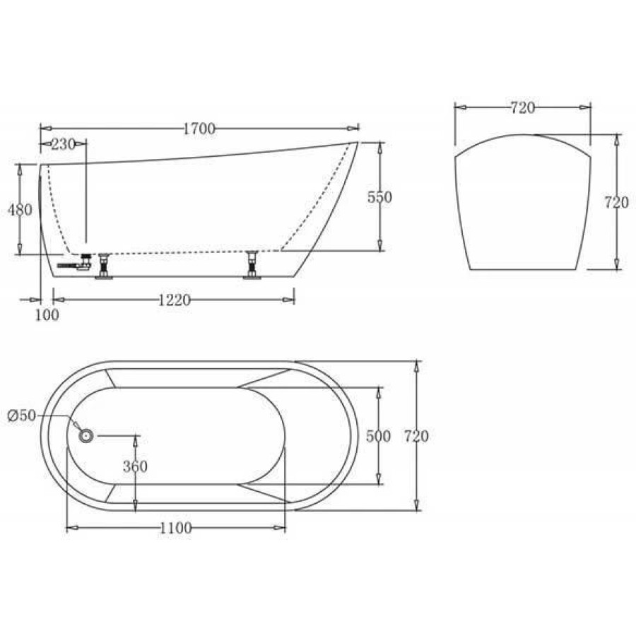 Акриловая ванна BelBagno 170х72 BB62-1700