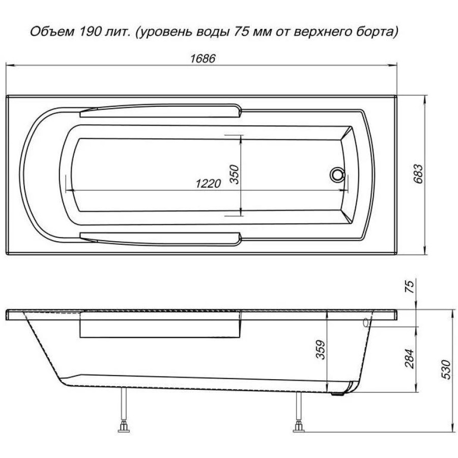 Акриловая ванна Aquanet Extra 170x70 00205482