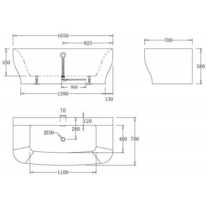 Акриловая ванна BelBagno 165х78 BB74-1650