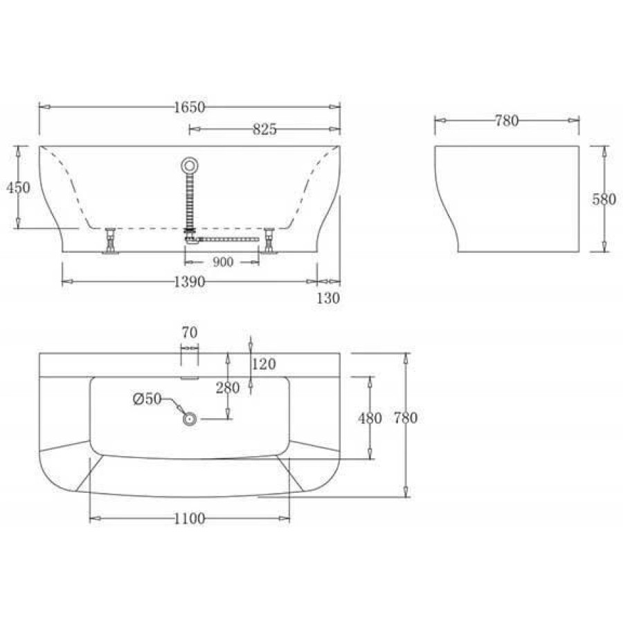 Акриловая ванна BelBagno 165х78 BB74-1650