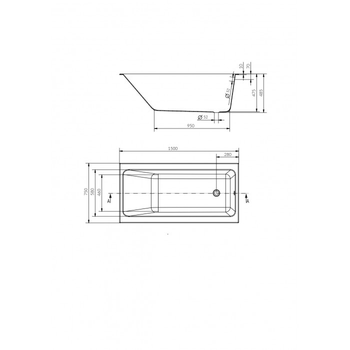 Акриловая ванна Cersanit Crea 150x75 прямоугольная (P-WP-CREA*150NL)