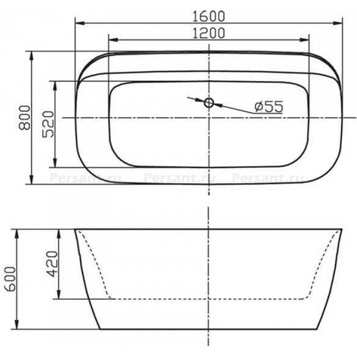 Акриловая ванна BelBagno 160х80 BB303
