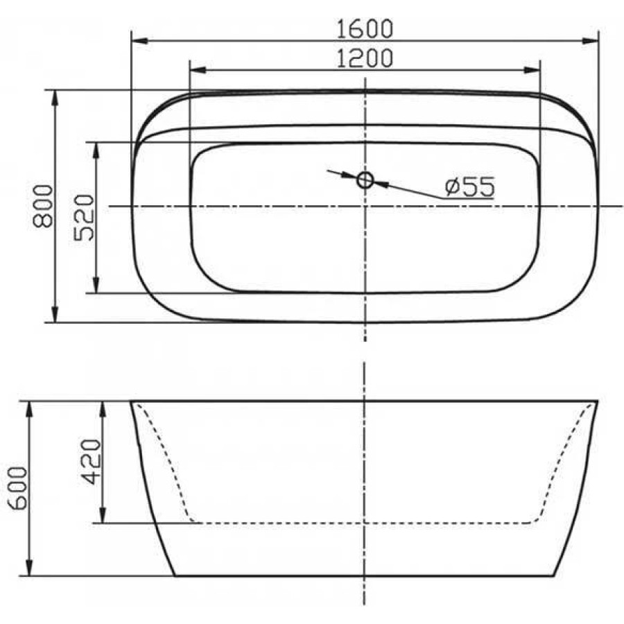 Акриловая ванна BelBagno 160х80 BB303