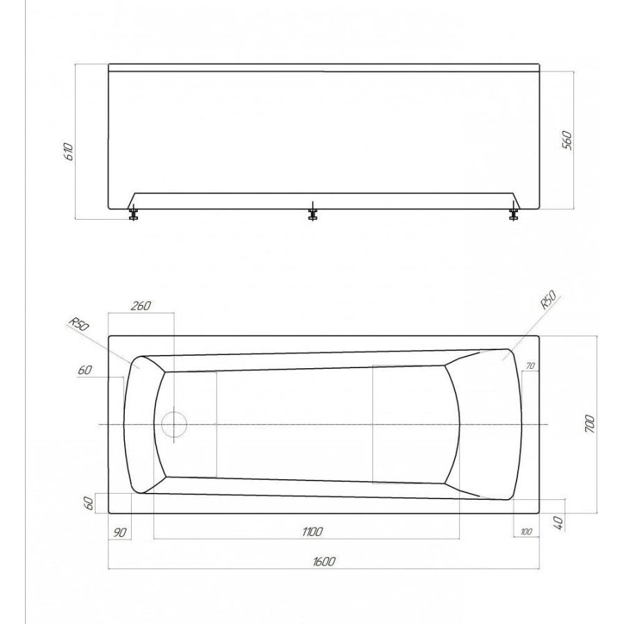 Акриловая ванна Aquatek Либра 160x70 LIB160N-0000002 гидромассажная