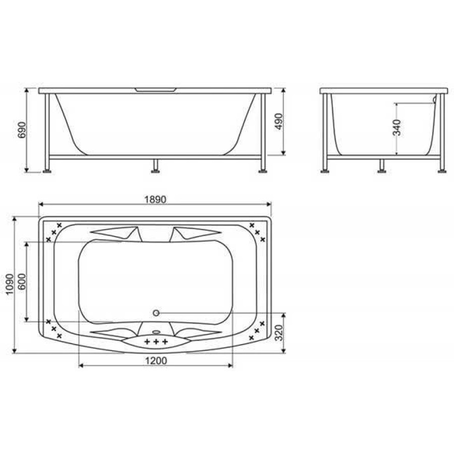 Акриловая ванна BelBagno 190х110 BB105-190-110