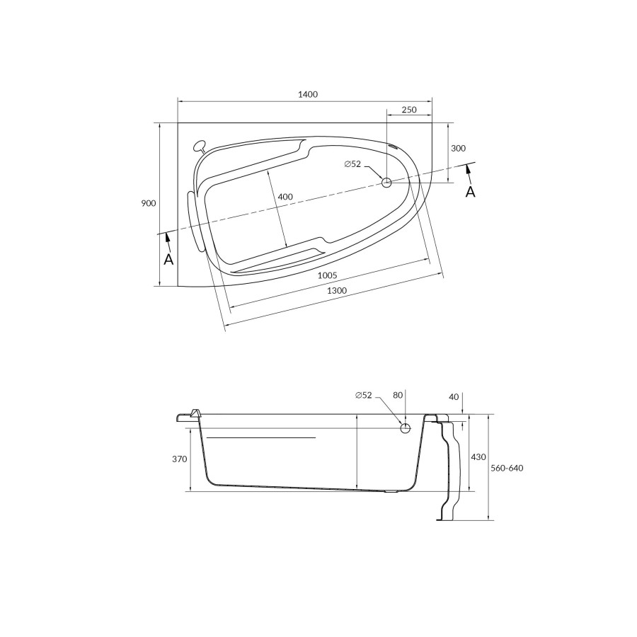 Акриловая ванна Cersanit Joanna 140x90 асимметричная левосторонняя (63089)