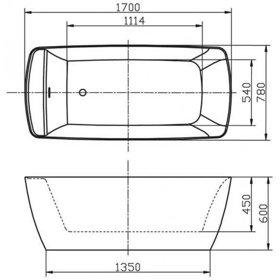 Акриловая ванна BelBagno 167х75 BB304