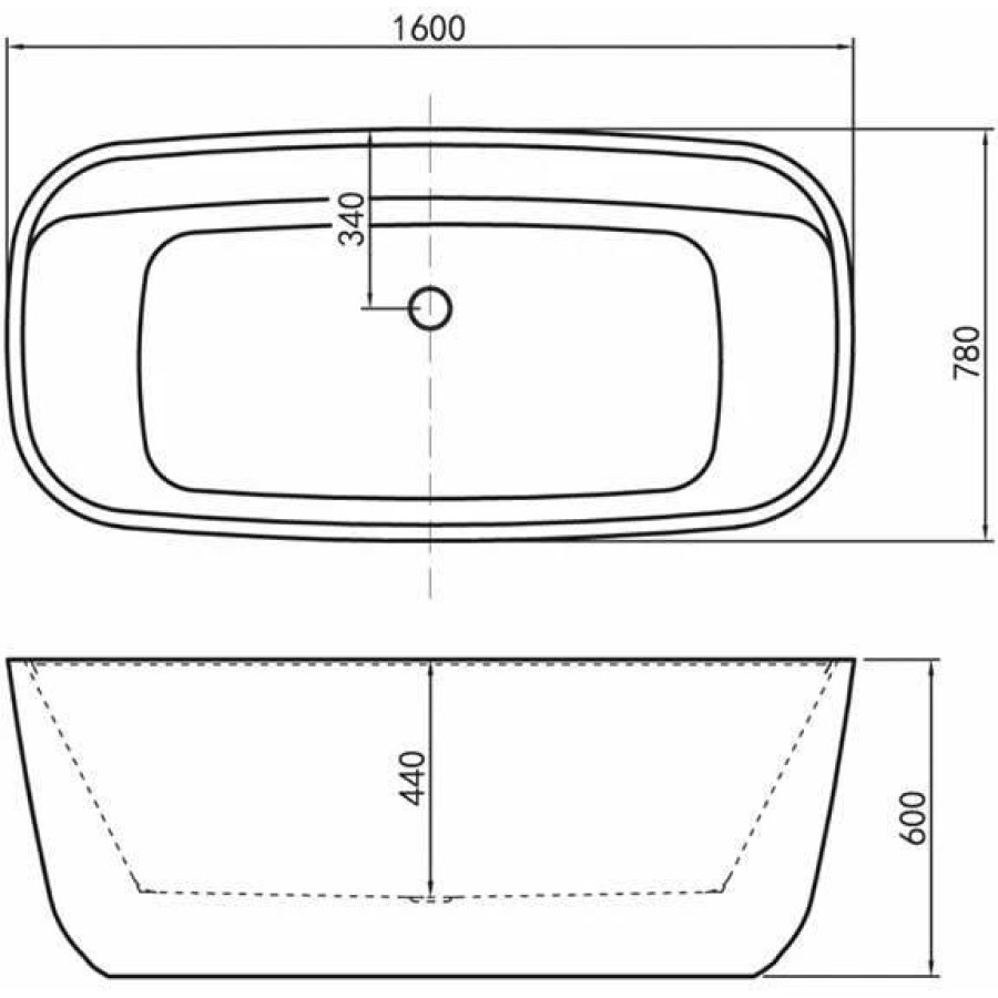 Акриловая ванна BelBagno 160х78 BB90-1600