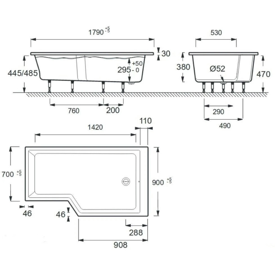 Акриловая ванна Jacob Delafon Bain Douche Neo 180x90 R E6D004R-00