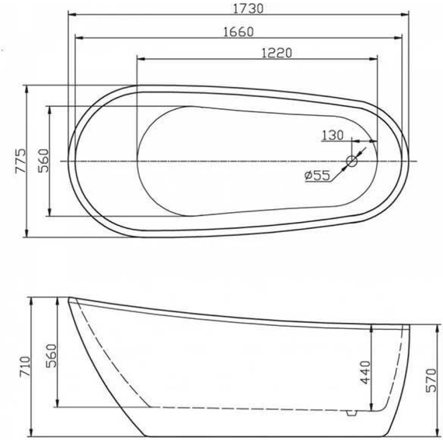 Акриловая ванна BelBagno 173х77 BB15